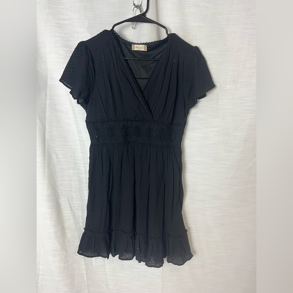 Altar'd State Black Ruffle Mini Dress - Picture 1 of 3